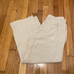 GAP linen wide leg cropped pants beige size small